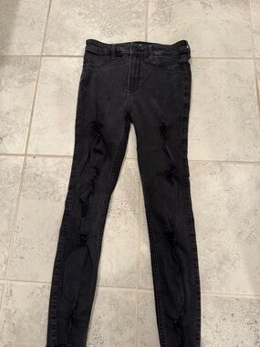 Hollister Black Distressed Skinny Jean Leggings